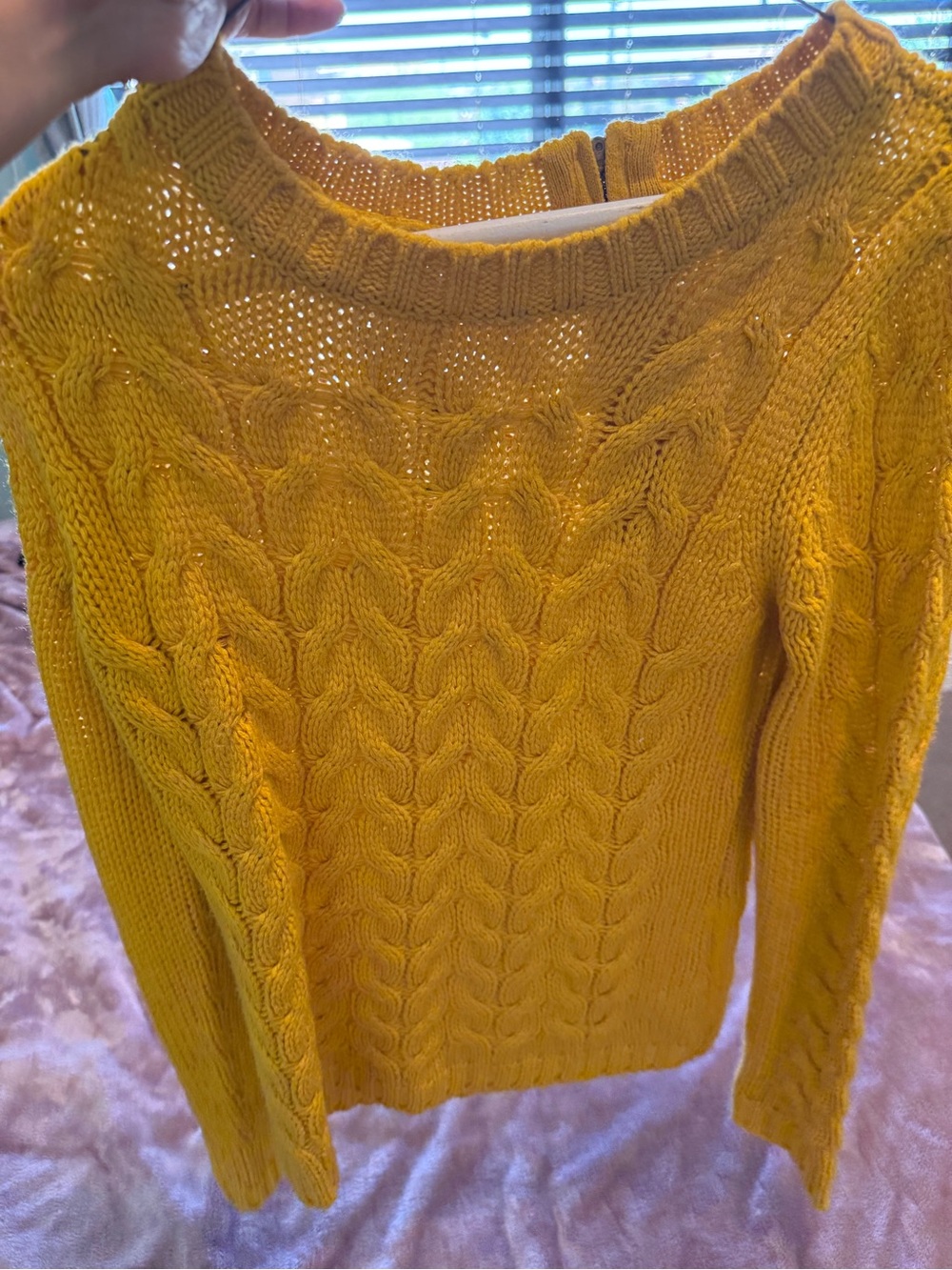Yellow Cable Knit Women's Sweater